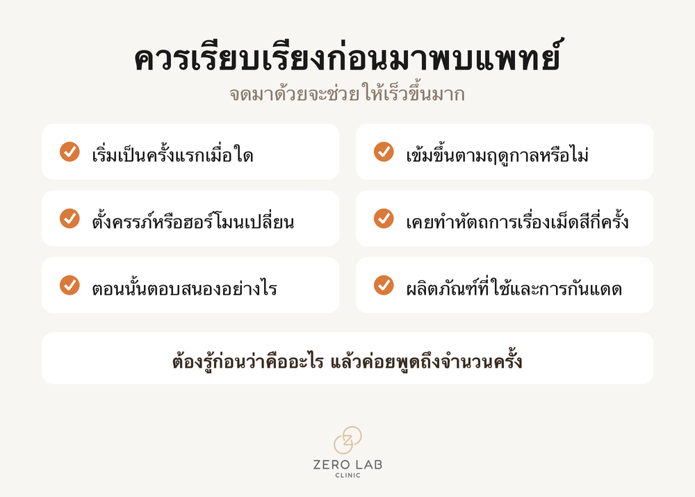 สิ่งที่ตรวจสอบในการให้คำปรึกษาเรื่องเม็ดสี