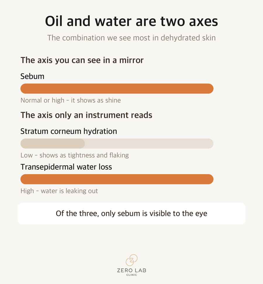 The oil axis and the water axis move separately