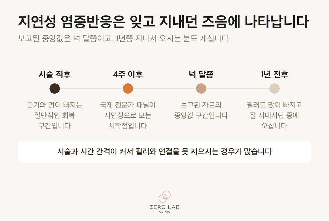 지연성 염증반응이 나타나는 시기를 정리한 타임라인
